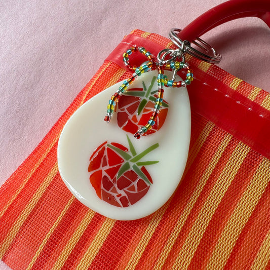 (B) Fused Mosaic Tomato Keychain