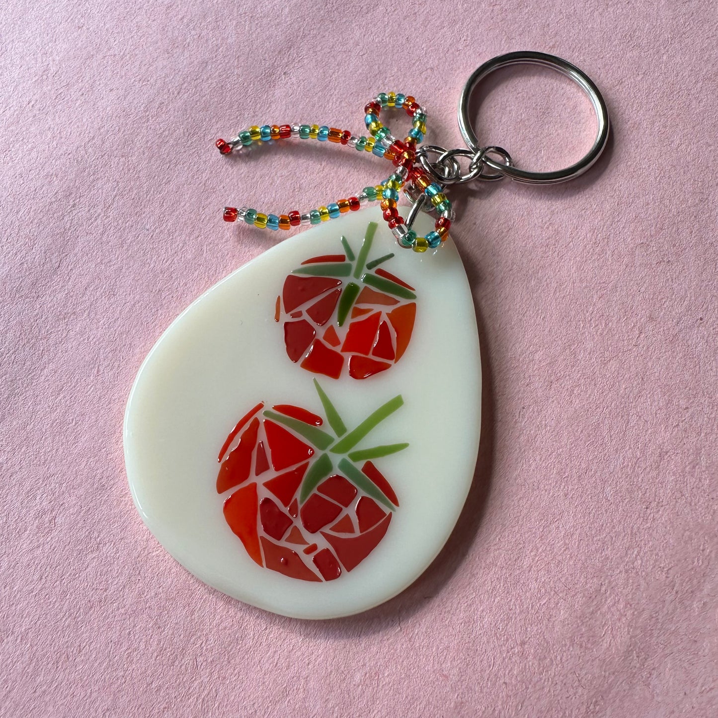 (B) Fused Mosaic Tomato Keychain