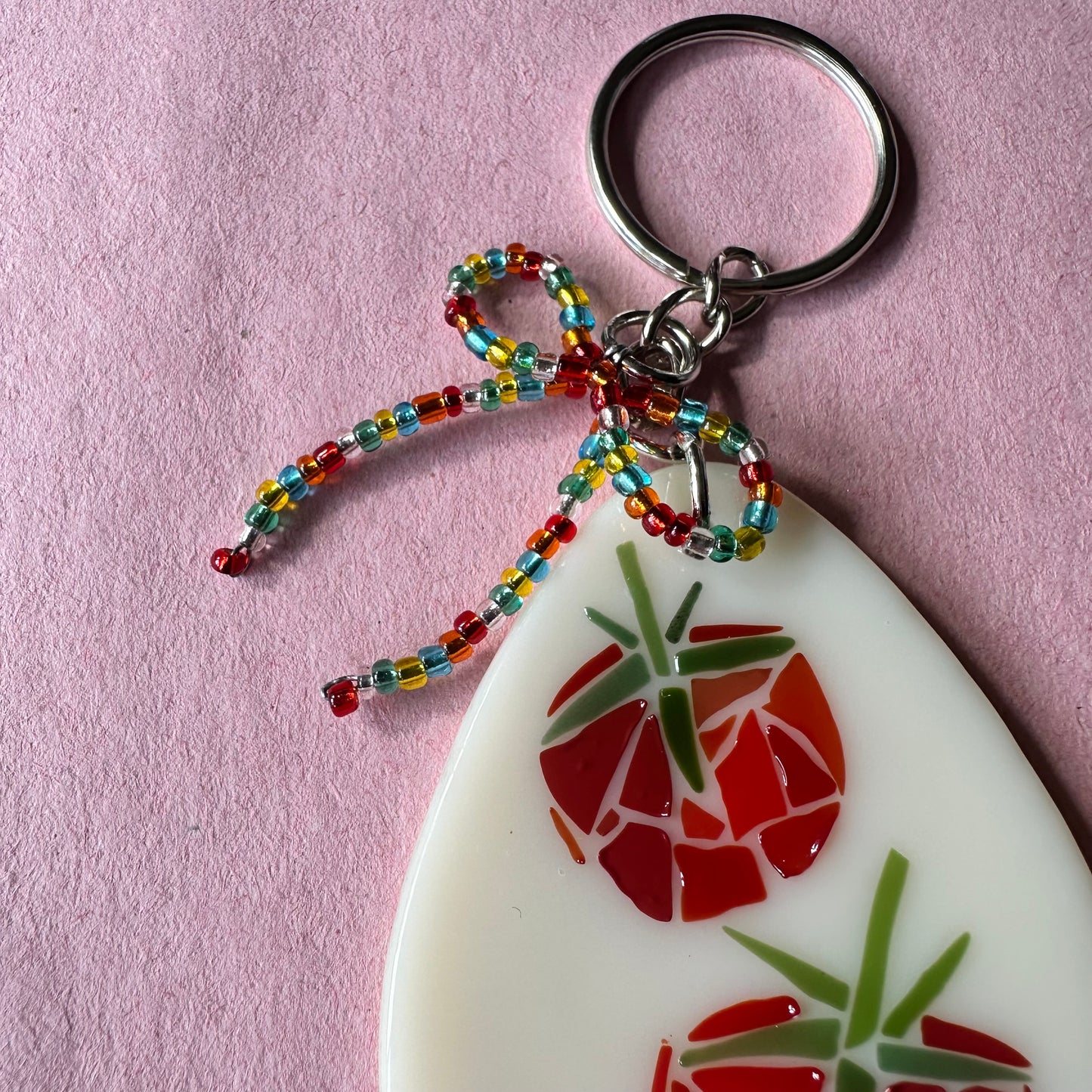 (B) Fused Mosaic Tomato Keychain