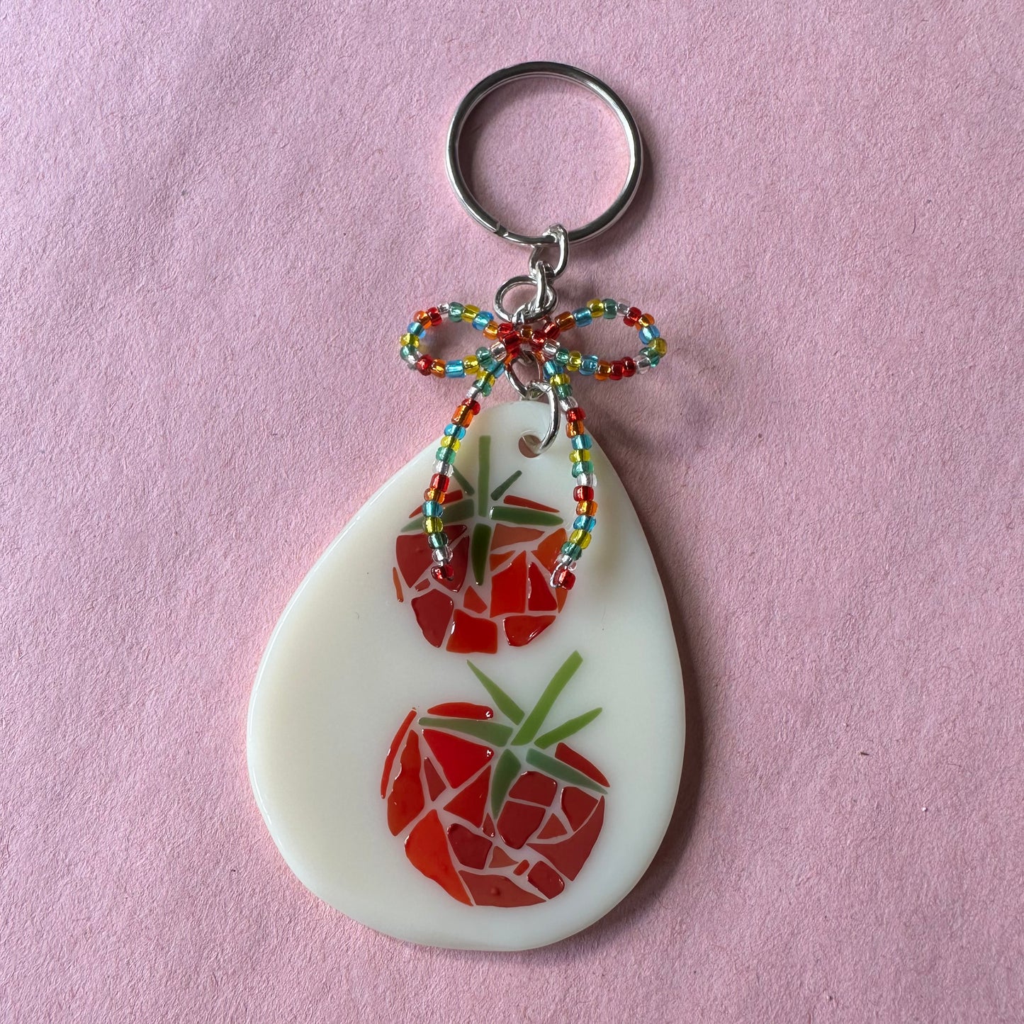 (B) Fused Mosaic Tomato Keychain