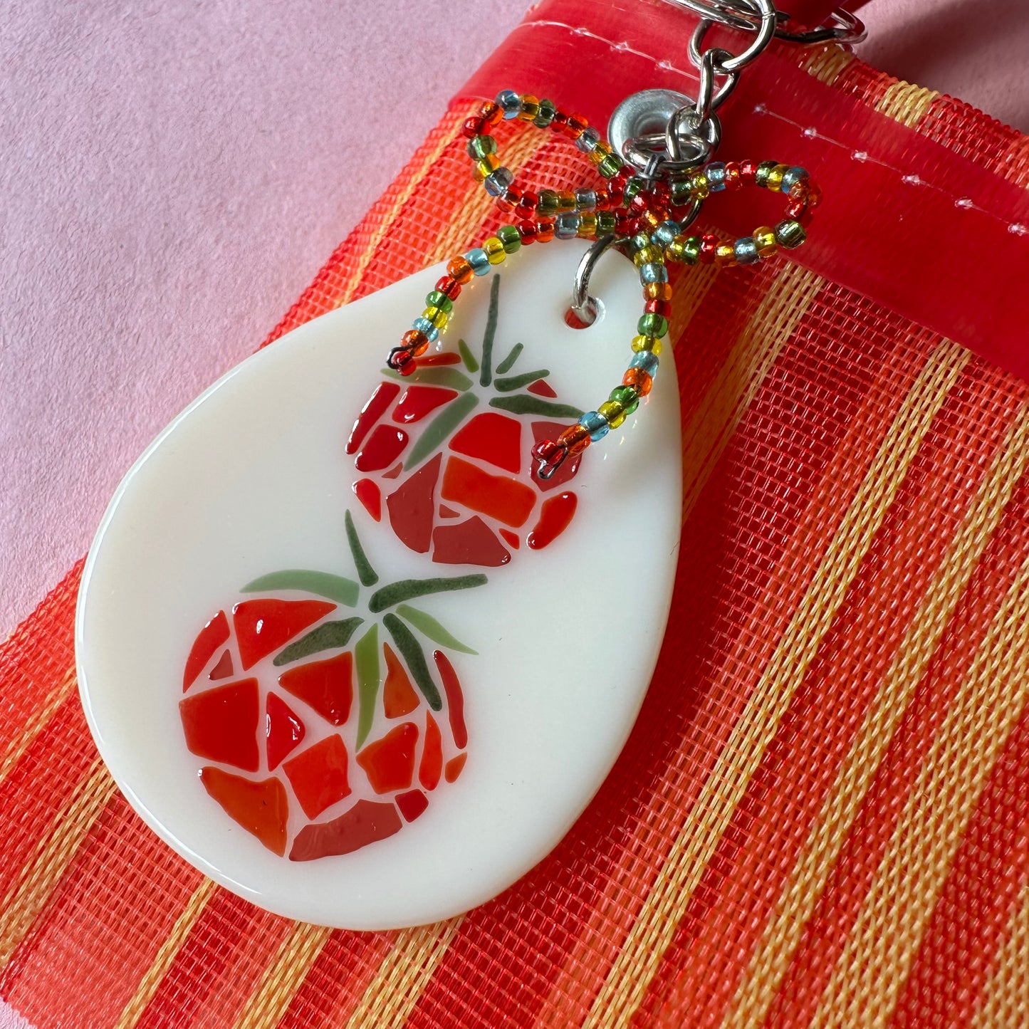 (C) Fused Mosaic Tomato Keychain