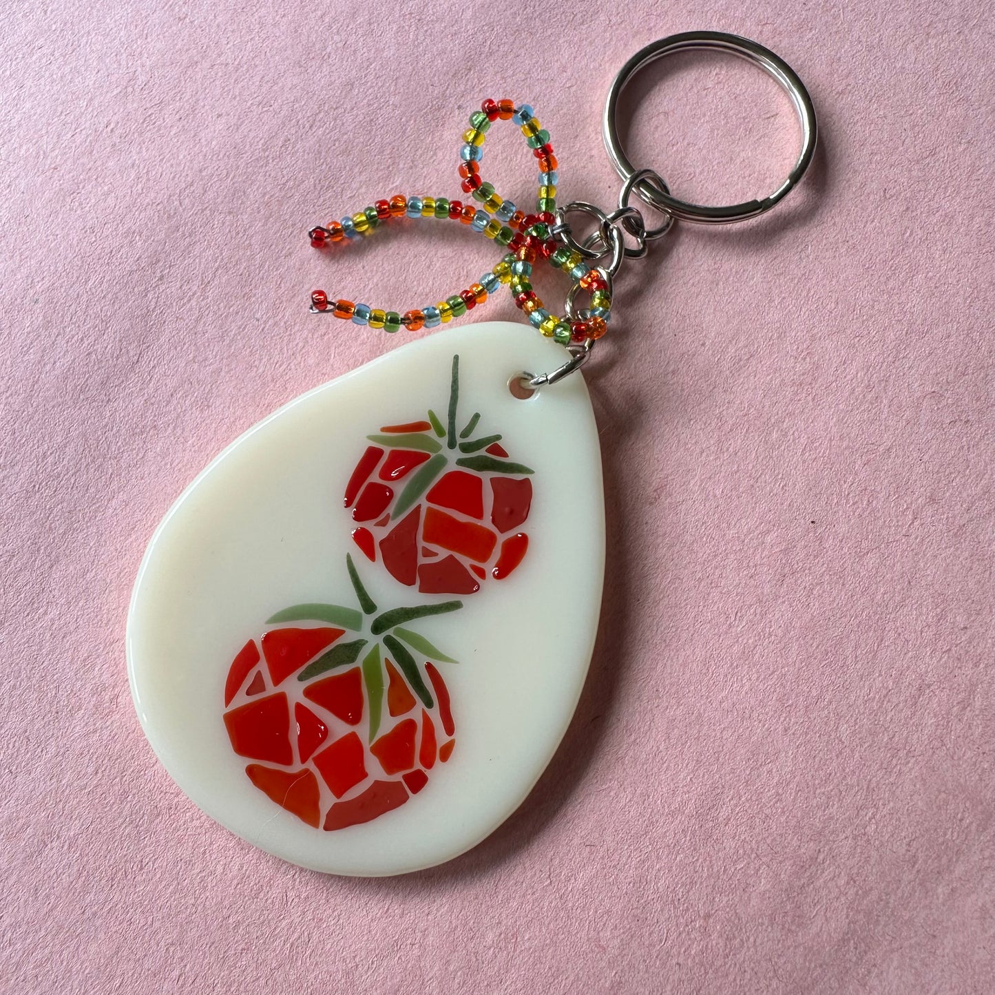 (C) Fused Mosaic Tomato Keychain