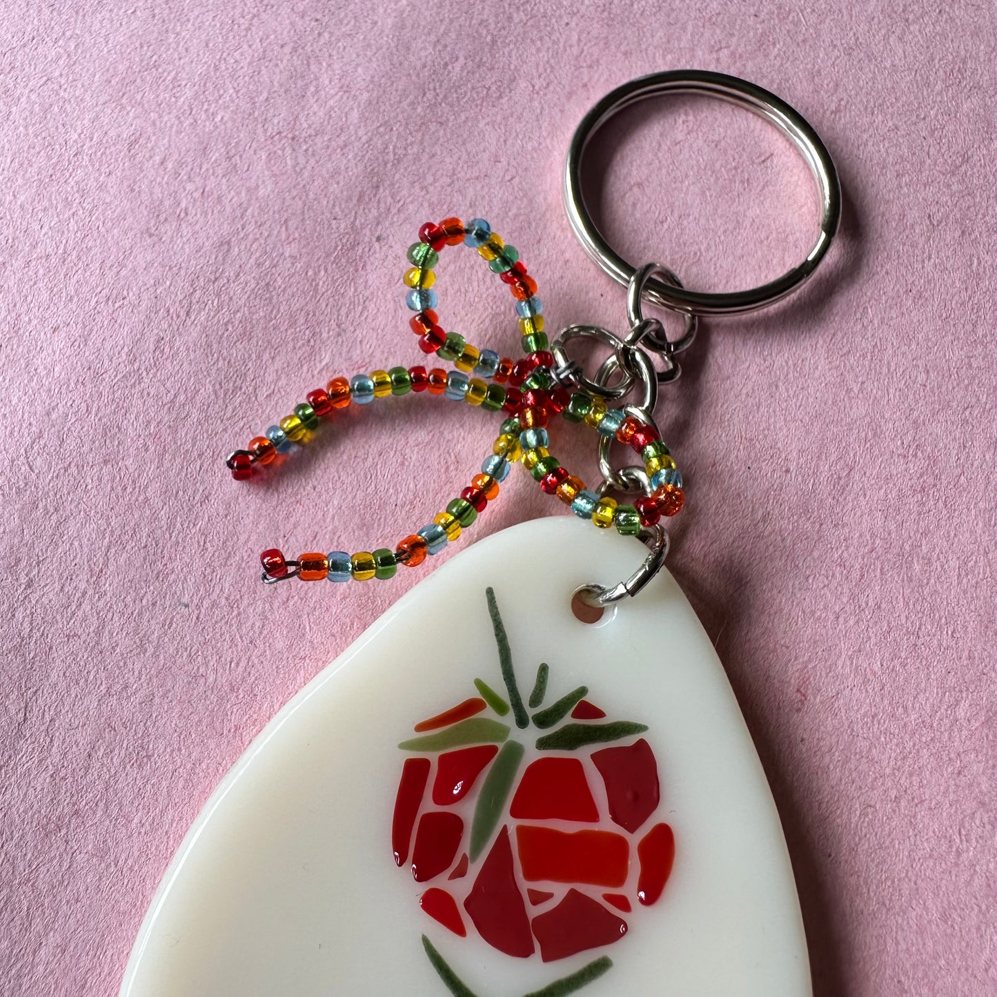 (C) Fused Mosaic Tomato Keychain
