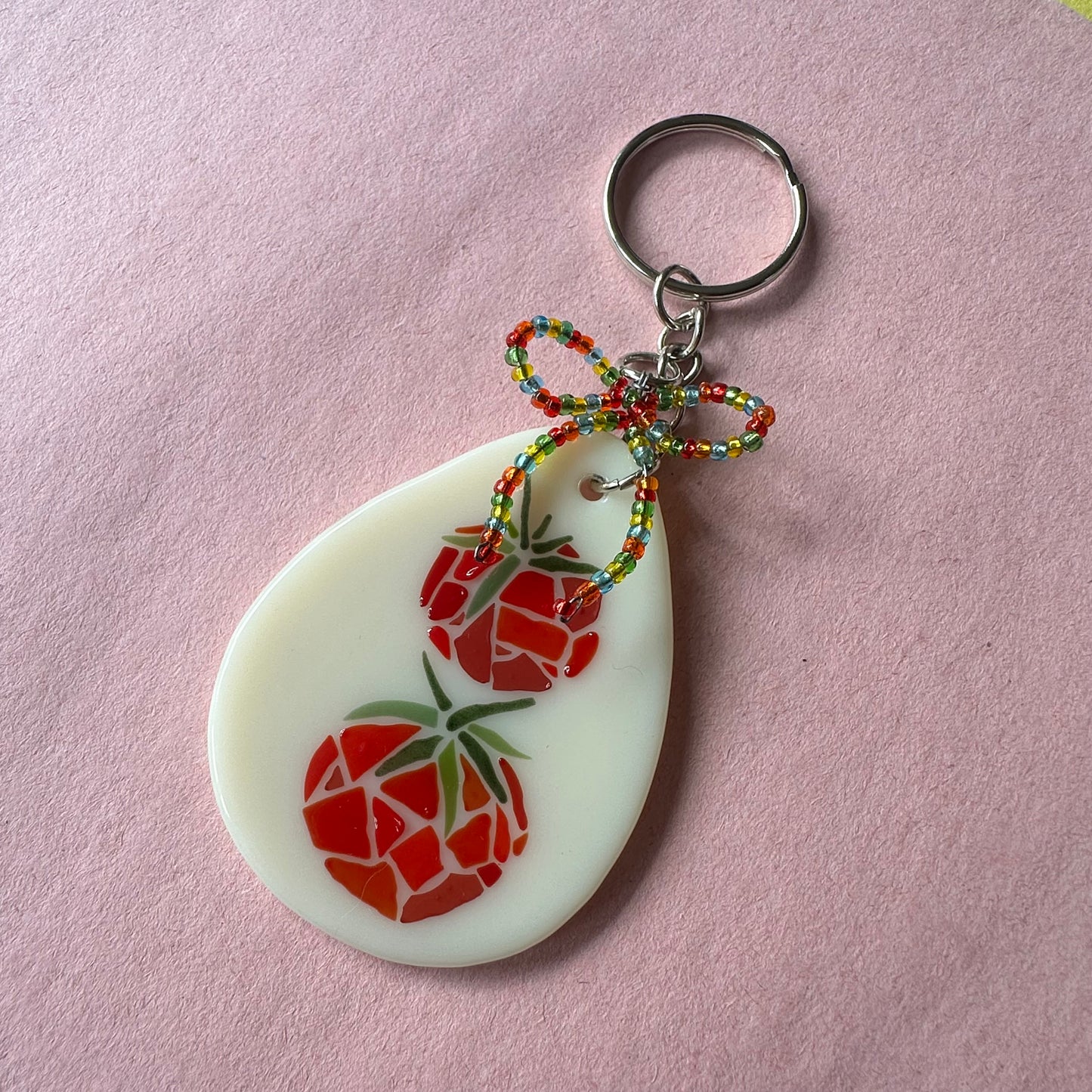 (C) Fused Mosaic Tomato Keychain