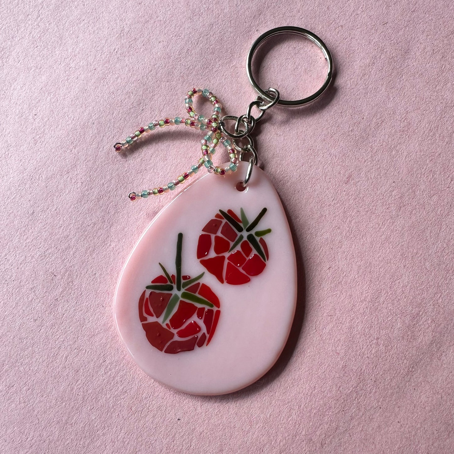 (D) Fused Mosaic Tomato Keychain
