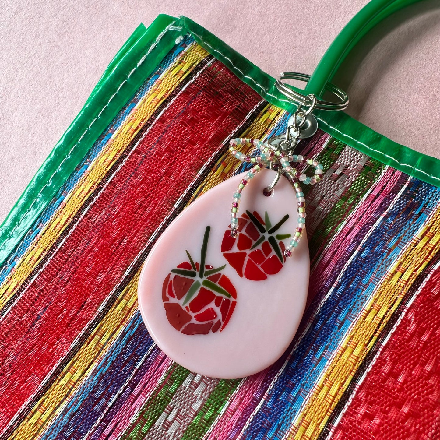 (D) Fused Mosaic Tomato Keychain