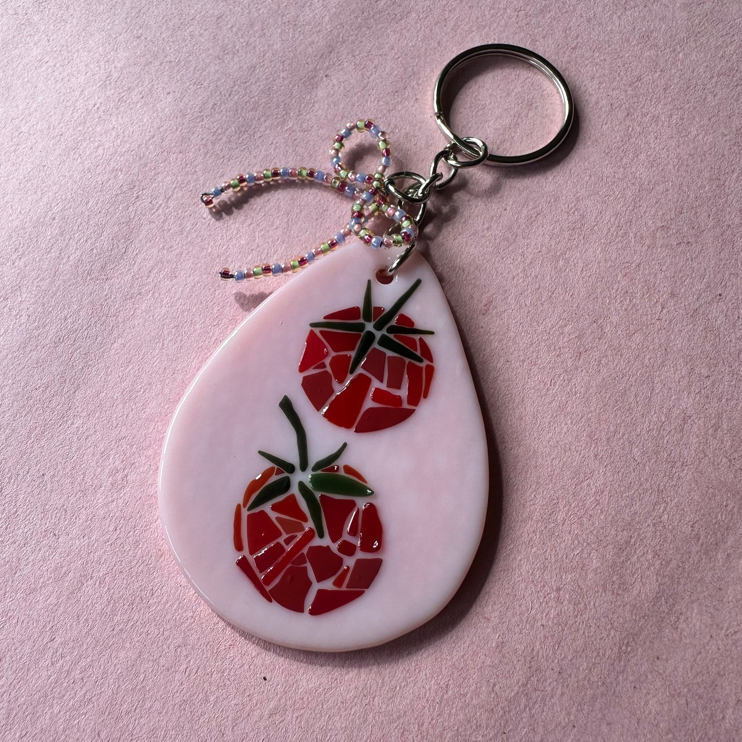 (E) Fused Mosaic Tomato Keychain