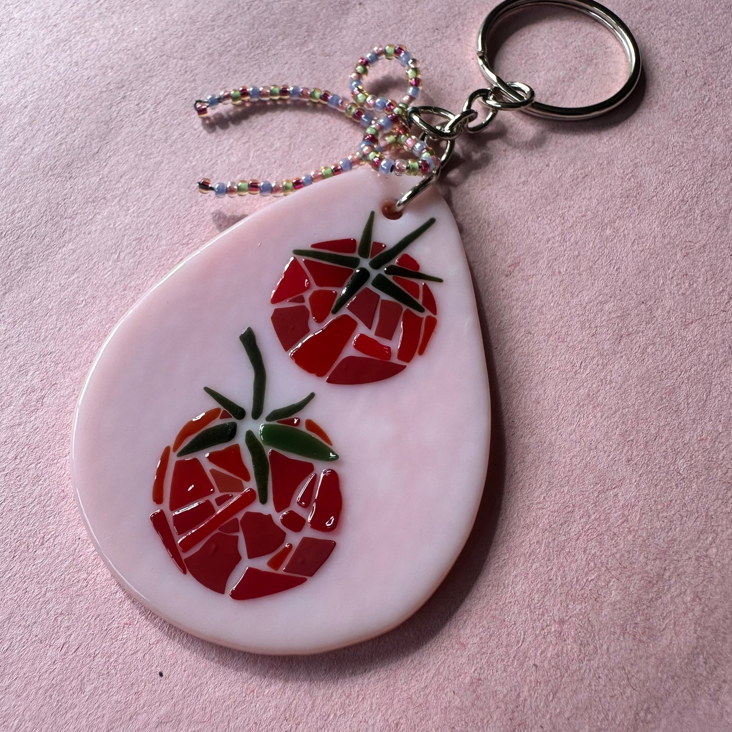 (E) Fused Mosaic Tomato Keychain