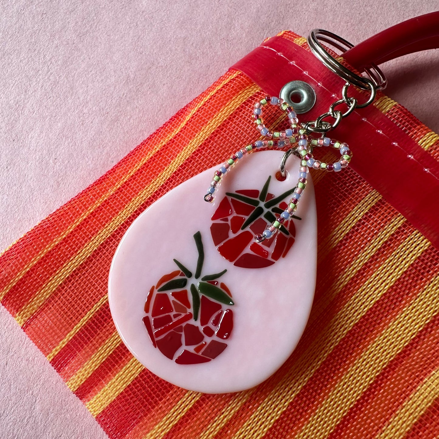 (E) Fused Mosaic Tomato Keychain