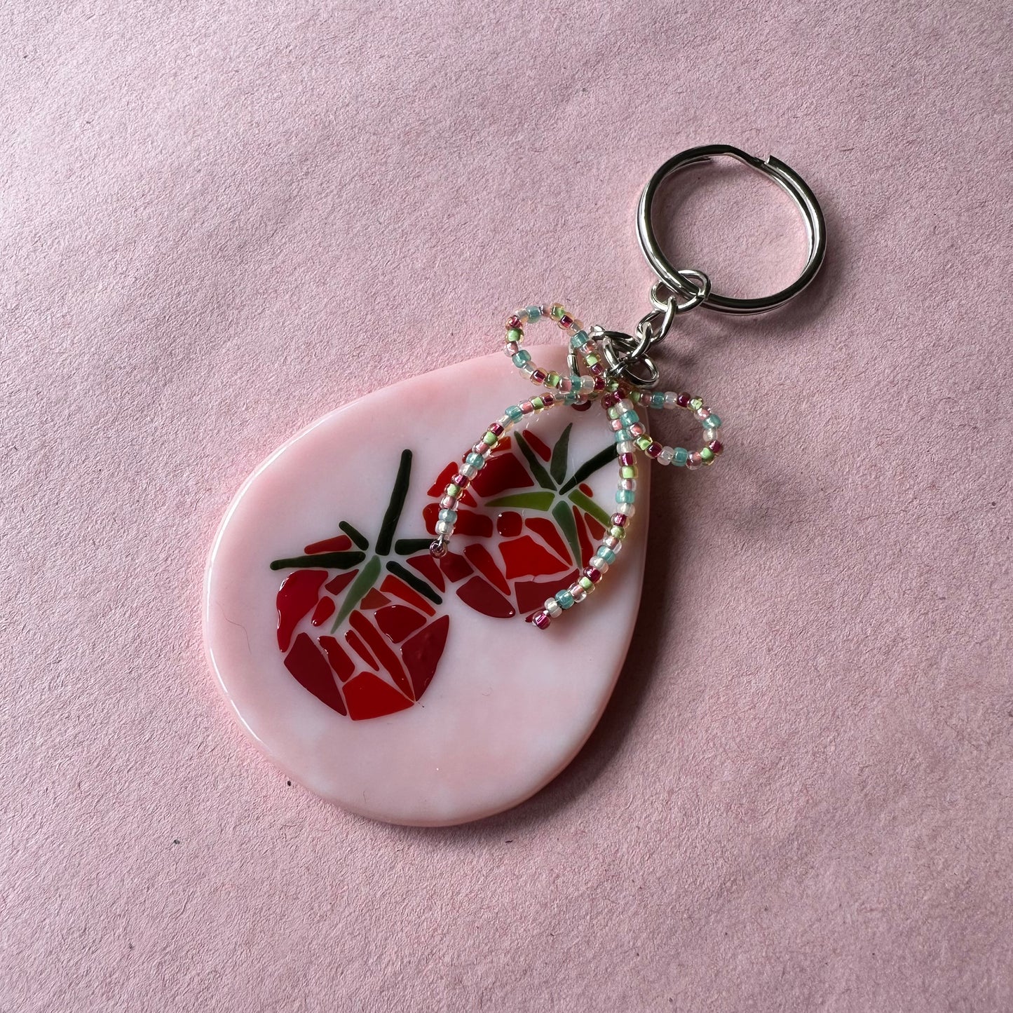 (F) Fused Mosaic Tomato Keychain