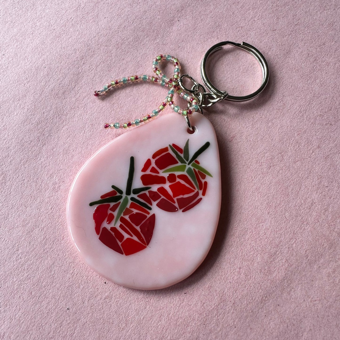 (F) Fused Mosaic Tomato Keychain