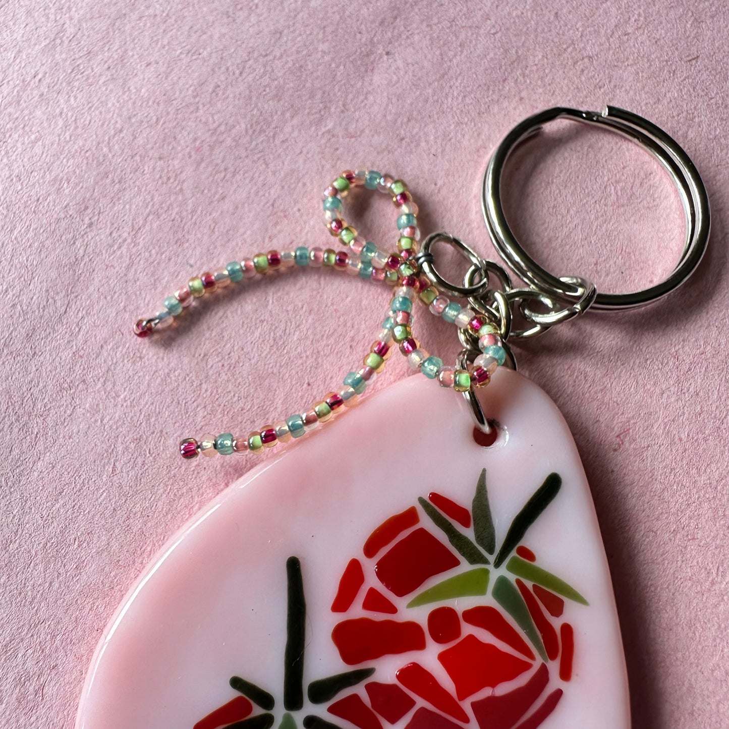 (F) Fused Mosaic Tomato Keychain