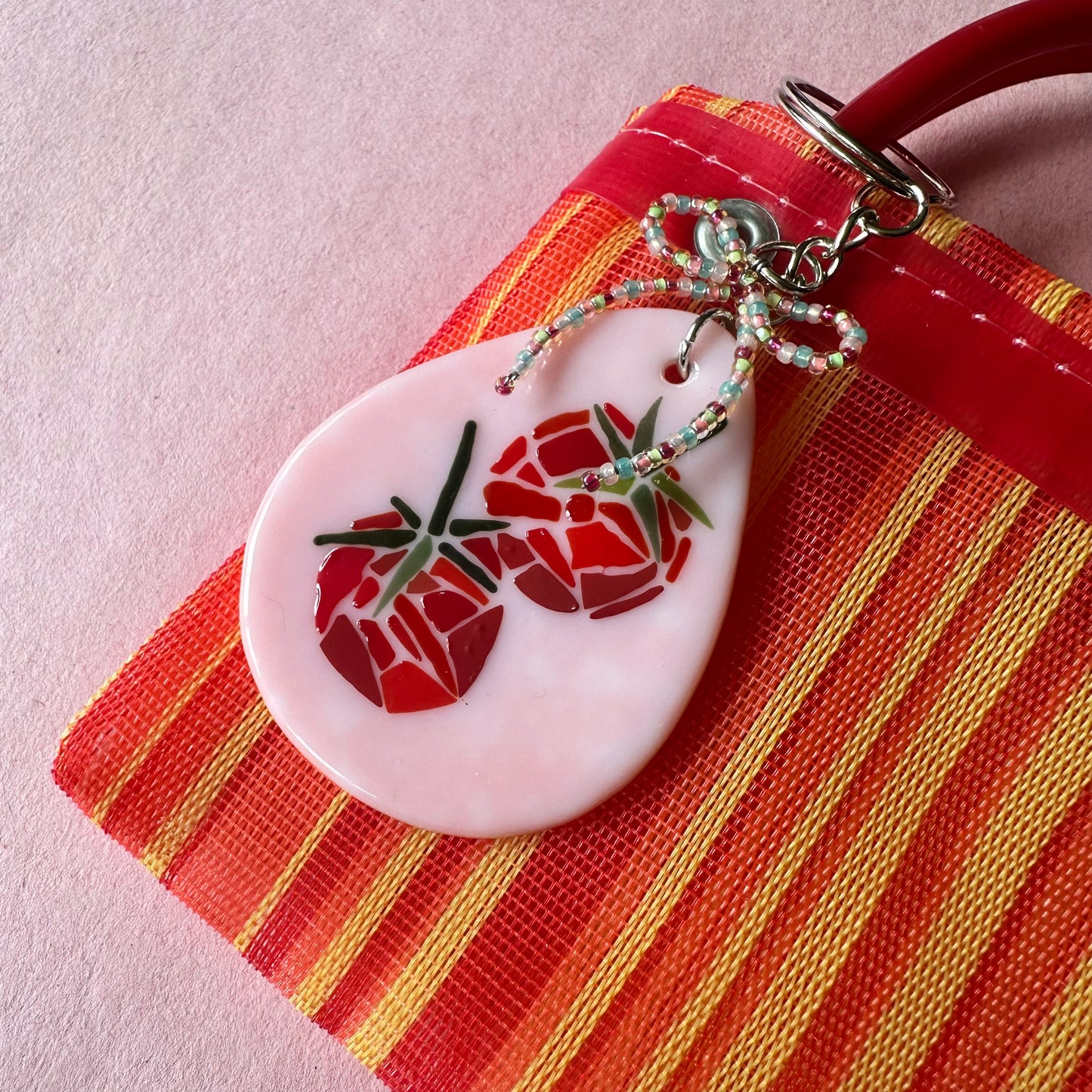 (F) Fused Mosaic Tomato Keychain
