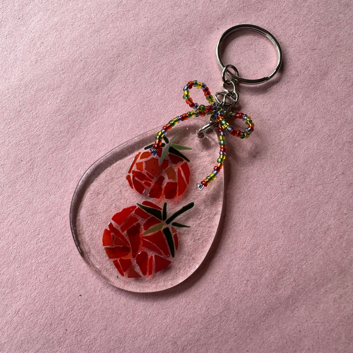 (G) Fused Mosaic Tomato Keychain