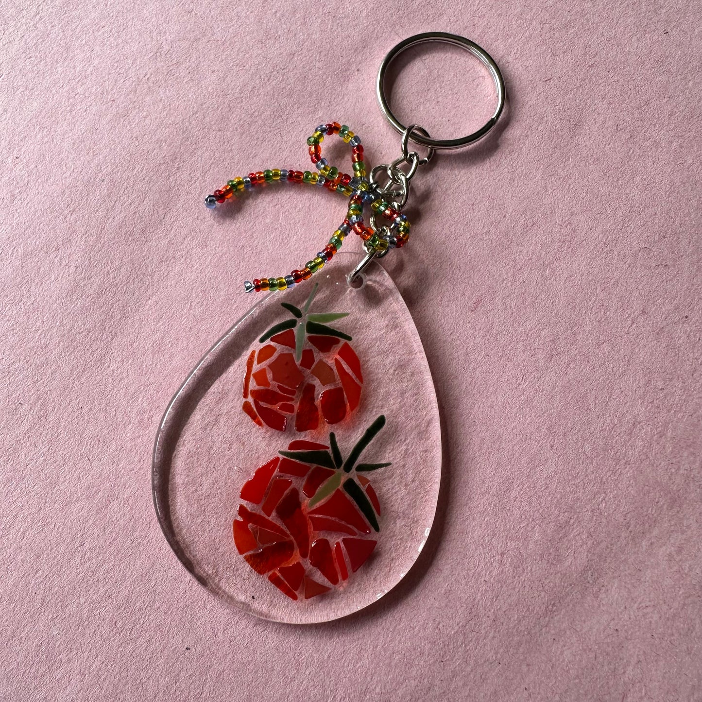 (G) Fused Mosaic Tomato Keychain