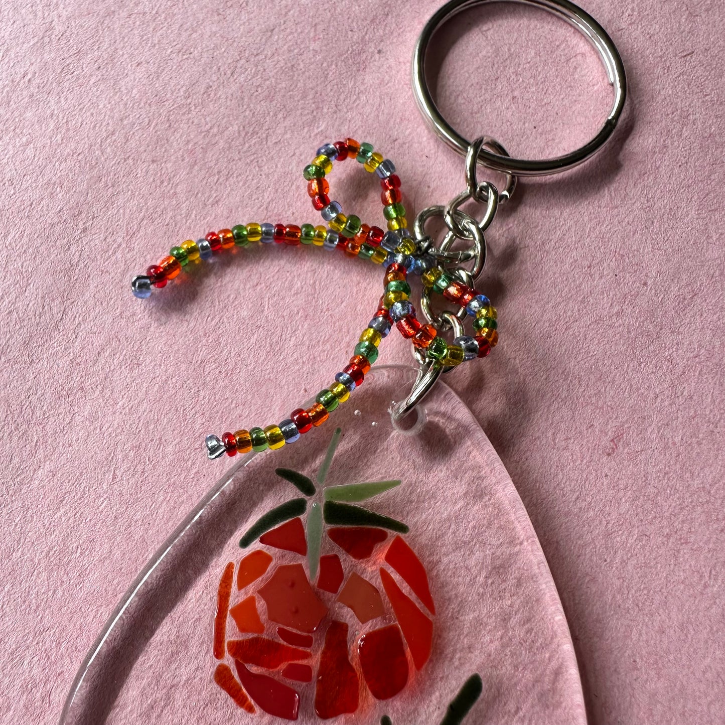 (G) Fused Mosaic Tomato Keychain
