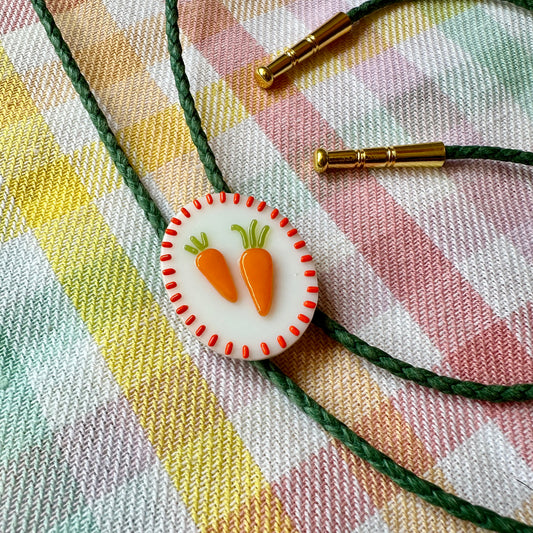 Carrot Cutie Bolo Tie w/ Green Cord