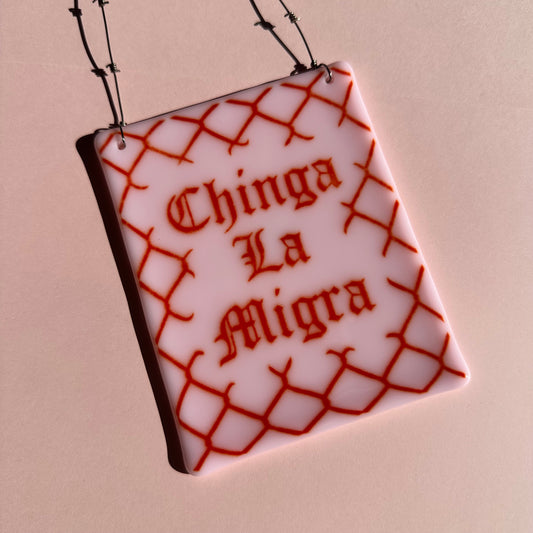 Petal Pink & Red Chinga La Migra Sun Catcher