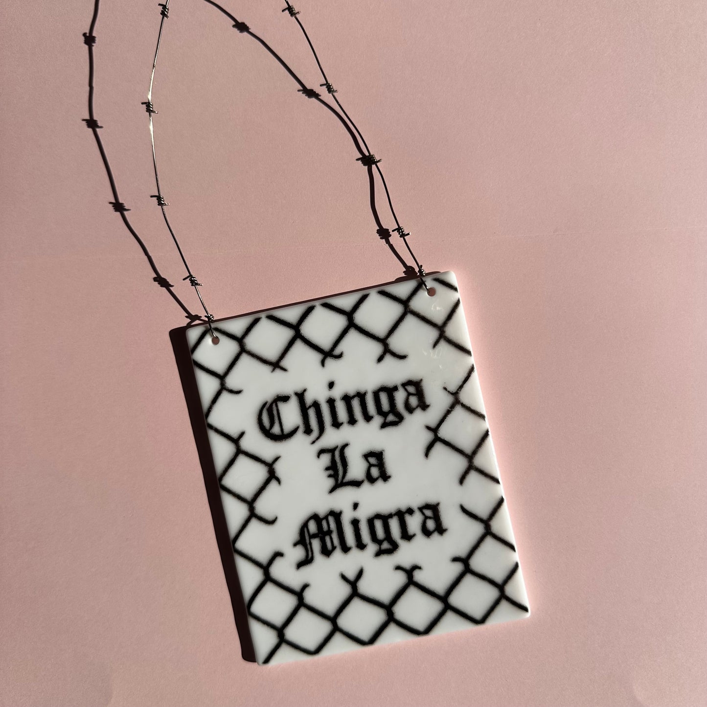 White & Black (A) Chinga La Migra Sun Catcher