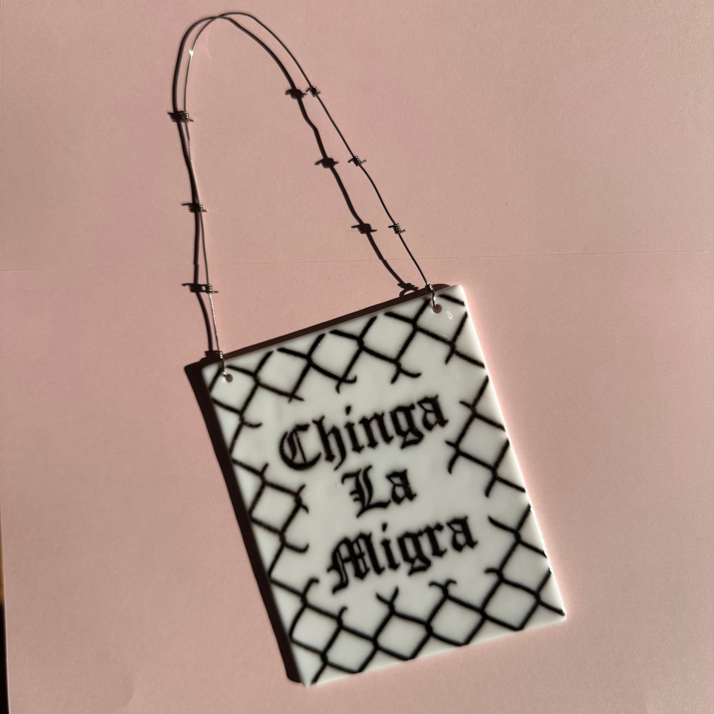 White & Black (B) Chinga La Migra Sun Catcher