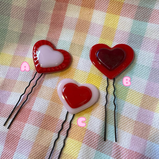 Heart Hair Pins ONE-OFF